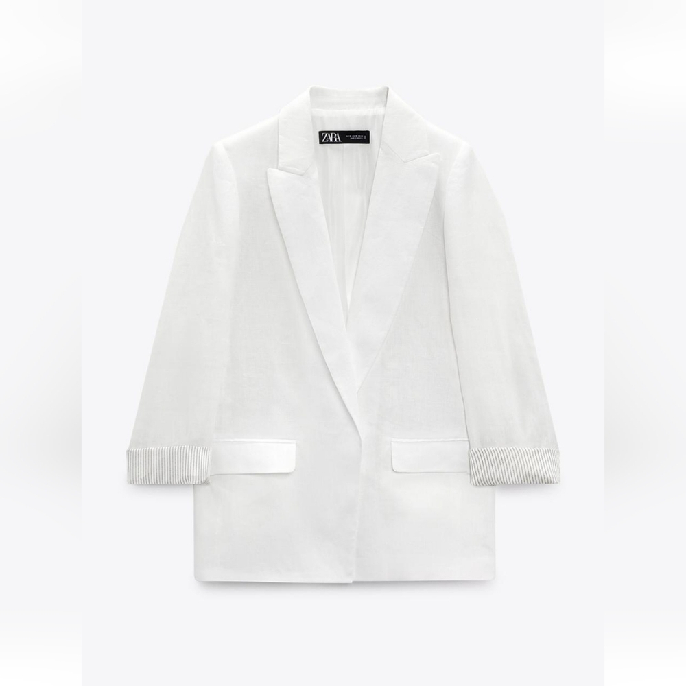 Zara White Linen Blazer